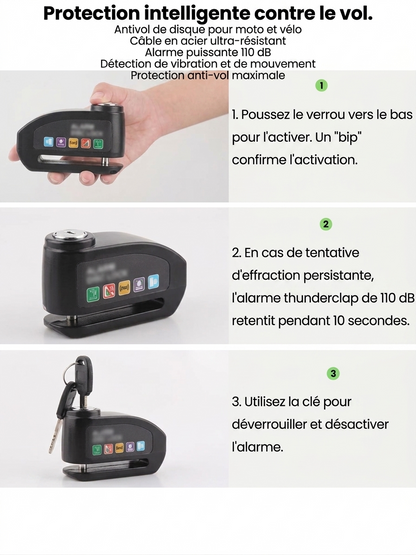 Antivol Moto Original Haute Qualité 🔒 Alarme 110dB Ultra Puissante – Protection Maximale Garantie